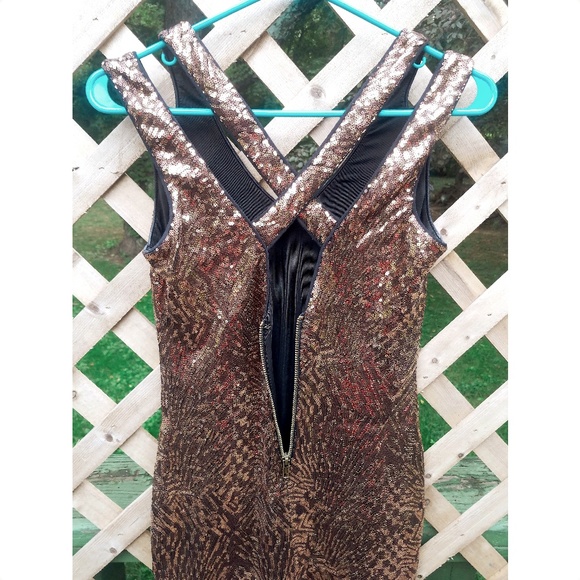 2xHP - bebe Bronze Sequin Mini Dress - Picture 7 of 8